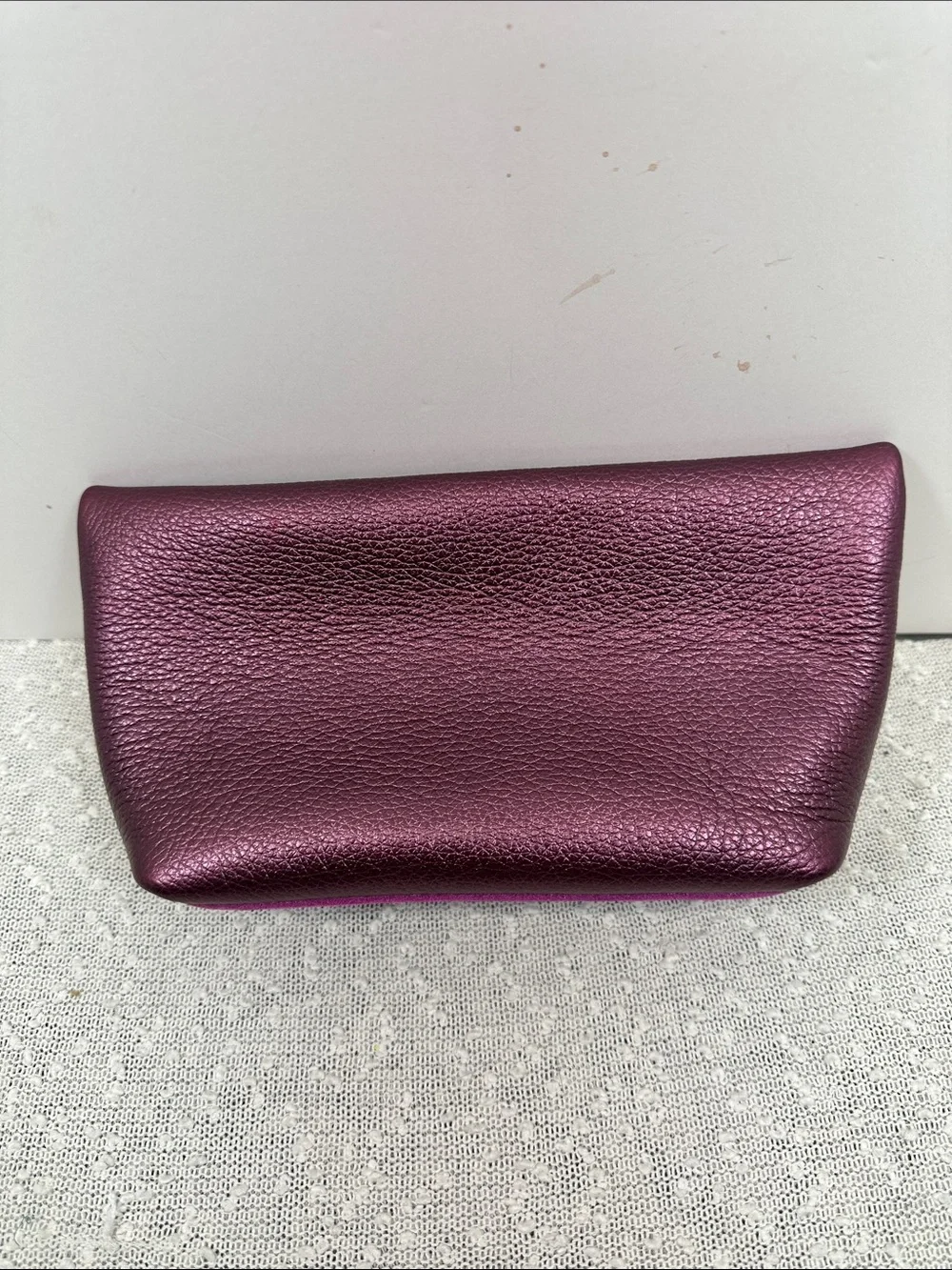 PORTLAND LEATHER GOODS metallic Ultraviolet UV purple Large Makeup Bag